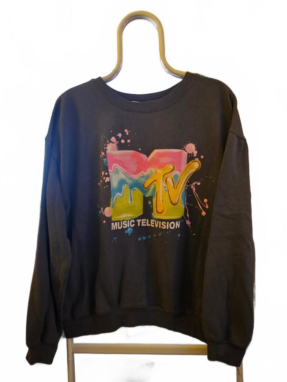 Viacom MTV Music Television Size XL 15-17 Juniors Sweatshirt Gray Cotton Blend